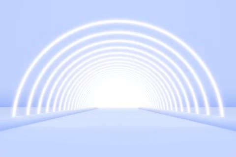 White background 3D room light abstract space technology tunnel stage floor Stock Illustration