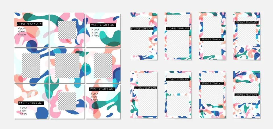 White background with abstract elements and colorful spots イラスト素材