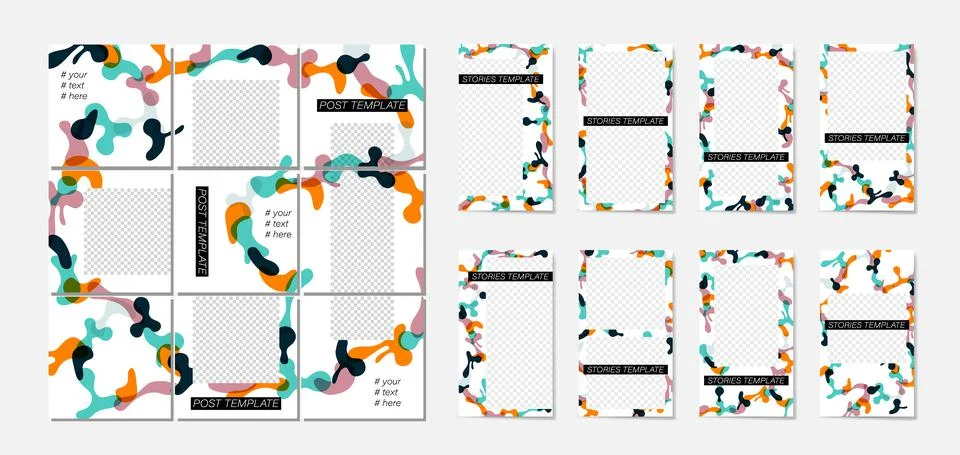 White background with abstract elements and colorful spots Illustrazione stock