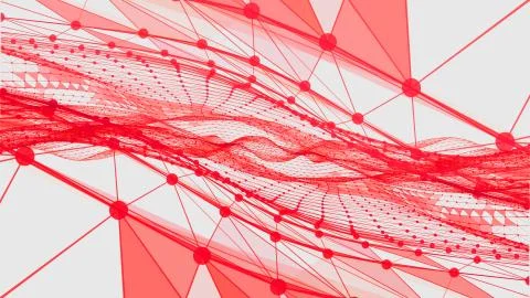 A white background with abstract figures formed with red lines and dots Stock Illustration