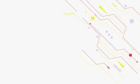 White background with abstract gray, red and yellow lines, dot and hexagon Stock Illustration