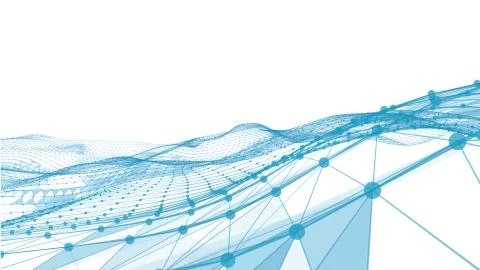 White background with abstract lines and dots of light blue colors Stock Illustration