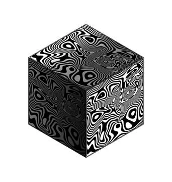 White background and abstract white black cube Illustrazione stock