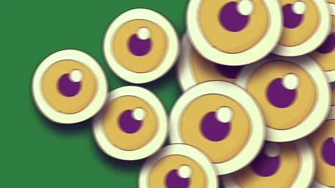 White background and bunch of coins on it yellow purple circles an image lot Stock-Footage 337340901
