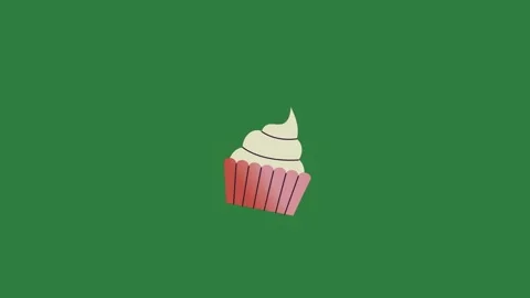 White background and cupcake on figure frame cartoonish design Chroma Key Stock Footage 337341122