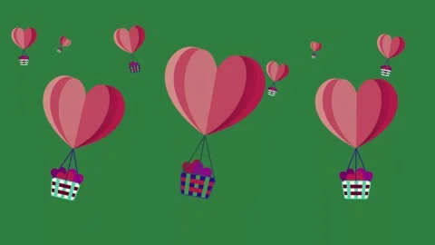 White background and hearts on it bunch of balloons floating in the air group Stock Footage 337340652