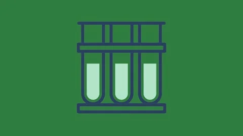 White background and the letter e t on it two test tubes blue line icon Stock Footage 337336206