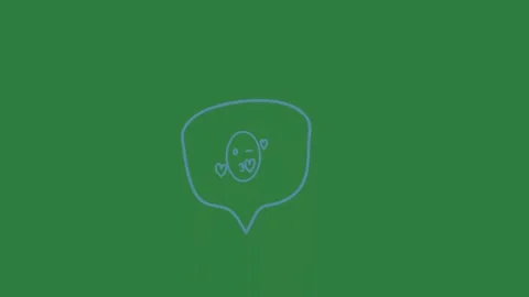 White background and line drawing of chat icon an image face blue man ' s Stock Footage 337336191