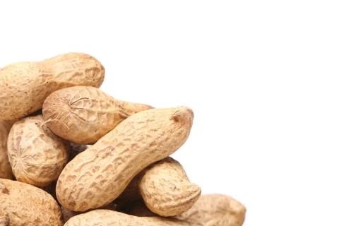 White background and peanuts left Stock Photos