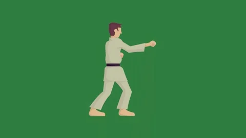 White background and person walking on it man in karate stance design Stock Footage 337336180