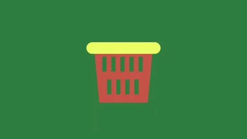 White background and red trash can on basket it picture yellow bucket small Stock Footage 337341277