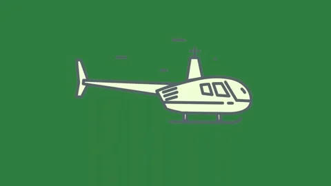 White background and shovel helicopter on cartoonish illustration frame Chroma Stock Footage 337340802