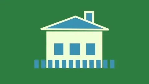White background and square in the middle on house blue roof motion frame Stock Footage 337341282