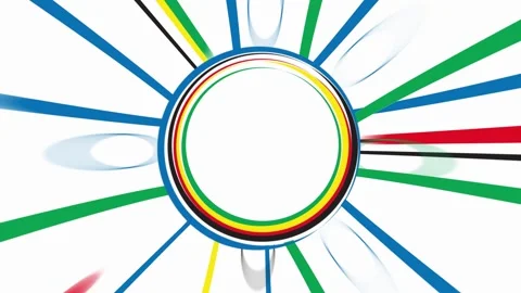 White background animation with striped lines around in circle with summer o Stock Footage 262810584