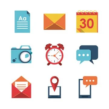 White background with application office icons Illustrazione stock
