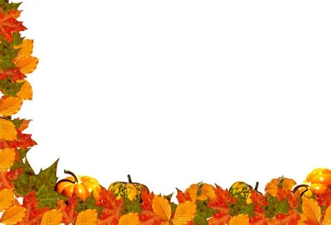 White background with autumn half frame Ilustración de archivo