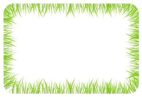 White background banner with frame, border made of grass Stock Illustration