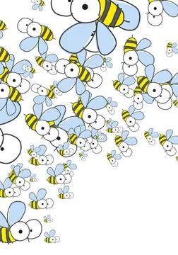 White Background With Bees. Spring Background. White Background With Bees.... Stock Photos