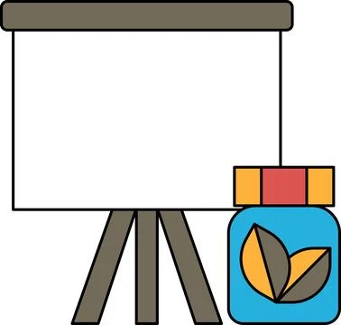 A white background with a black and white drawing of a projector Stock Illustration