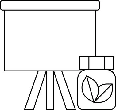 A white background with a black and white drawing of a projector Stock Illustration