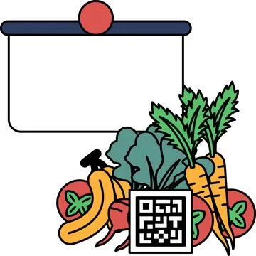 A white background with a black and white drawing of vegetables Stockillustratie