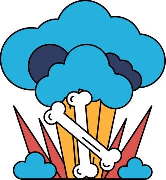 A white background with a black cloud and two bones Stock Illustration