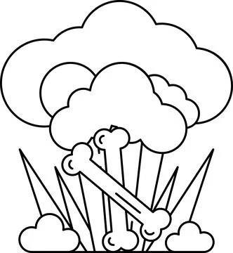 A white background with a black cloud and two bones Stock Illustration