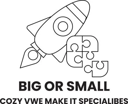 A white background with a black rocket and a puzzle piece Stock Illustration