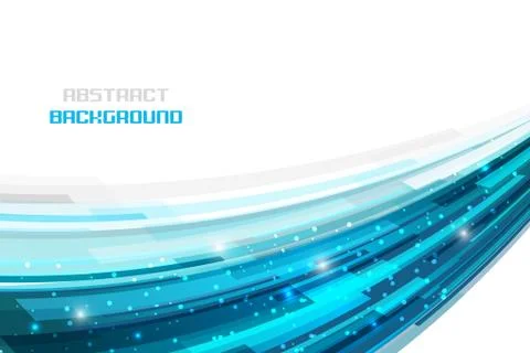 White background with blue abstract technology pattern and glitter. Stock Illustration