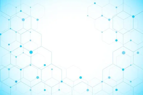 White Background with Blue Tech Hexagon Design Stock Illustration