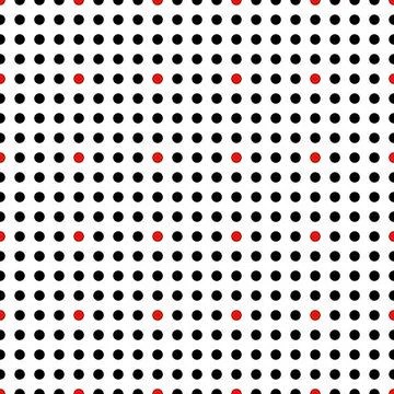 White background with a bold black and red polka dot pattern 스톡 일러스트