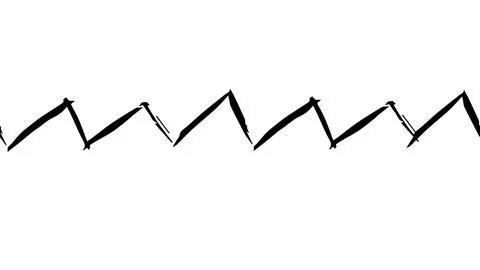 White background with broken line drawn with ink, abstract curved line Stock Illustration