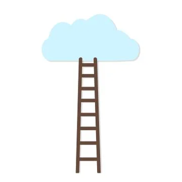 White background with brown ladder to cloud vector illustration Stock Illustration