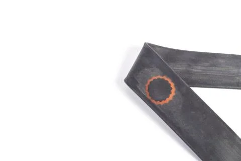 On white background. The camera from the bicycle on it is a patch of raw rubb Stock Photos