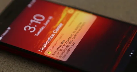 White background cell phone message emergency alert by the government. Vídeo Stock 136714206