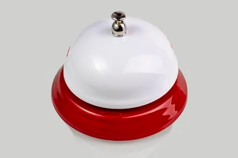 White background. close-up. reception call. hotel service. Stock Photos