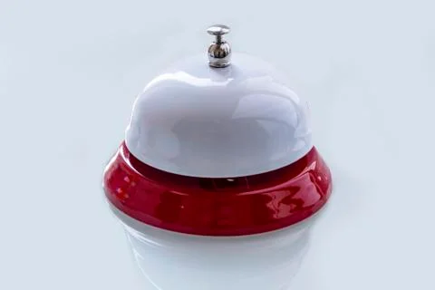 White background. close-up. reception call. hotel service. Stock Photos