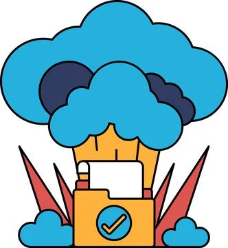 A white background with a cloud and a box with a check mark on it Ilustración de archivo