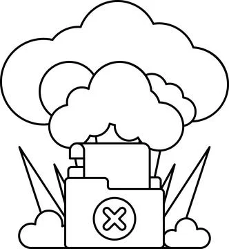 A white background with a cloud and a file cabinet with an X on it Stock Illustration