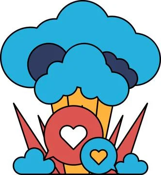 A white background with a cloud and a heart Stock Illustration