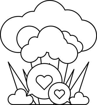 A white background with a cloud and a heart 스톡 일러스트