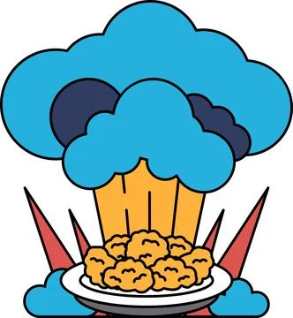 A white background with a cloud and a plate of food Stock Illustration