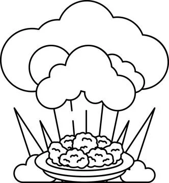 A white background with a cloud and a plate of food Stock Illustration