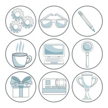 White background with color sections of circular frame of elements digital Illustrazione stock