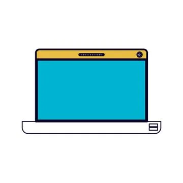 White background with color sections silhouette of laptop computer in front view Illustrazione stock