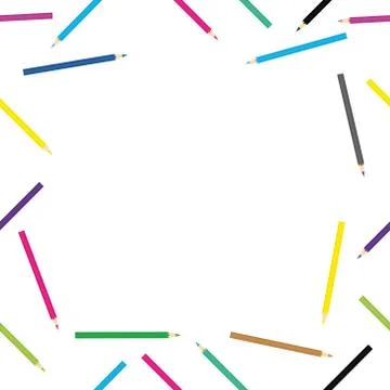 White background with colored pencils. Illustrazione stock