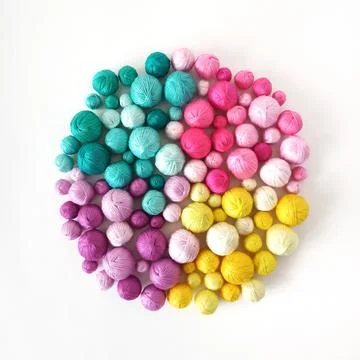 White background. Colored thread, balls of yarn. Stock Photos