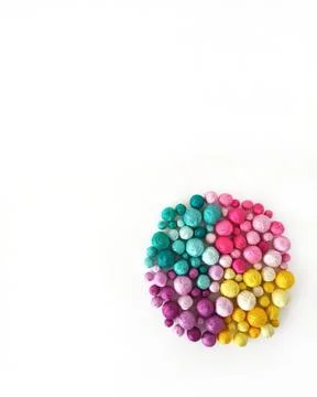 White background. Colored thread, balls of yarn. 库存照片