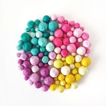 White background. Colored thread, balls of yarn. Stock Photos