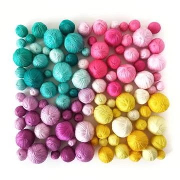 White background. Colored thread, balls of yarn. Stock Photos